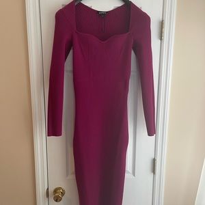 Express Sweetheart Neckline Midi Sweater Dress